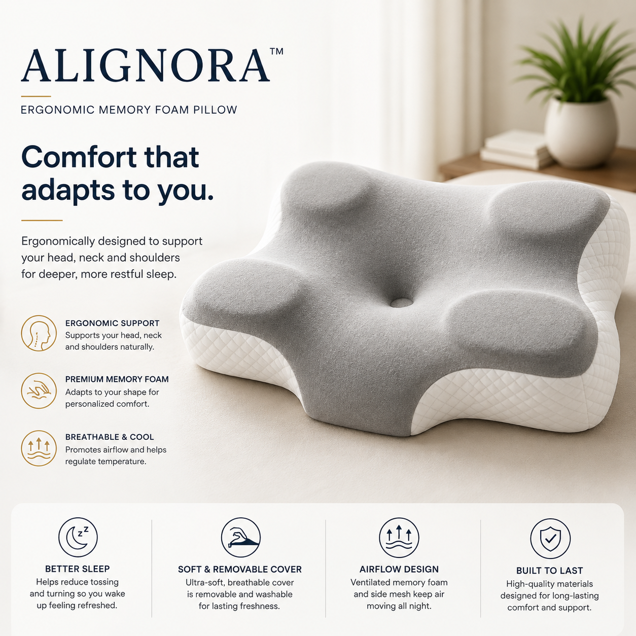 Alignora™ Ergonomic Memory Foam Pillow